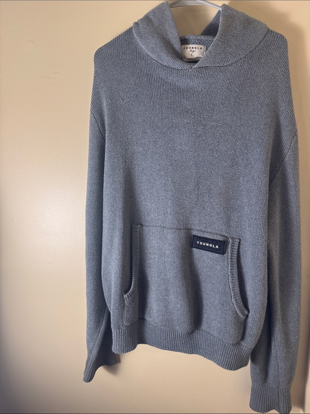 YoungLA Men's Gray Knit Pullover Hoodie